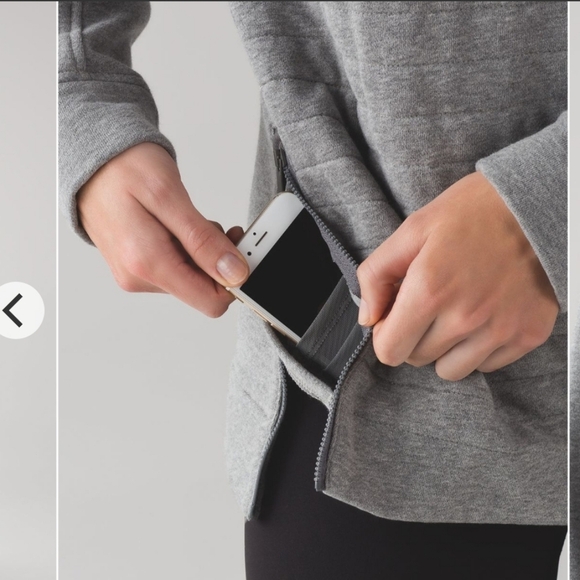 Lululemon Fleece Be True Crewneck Quilted Sweater Side Zippers Heathered Grey 4 - Picture 9 of 16